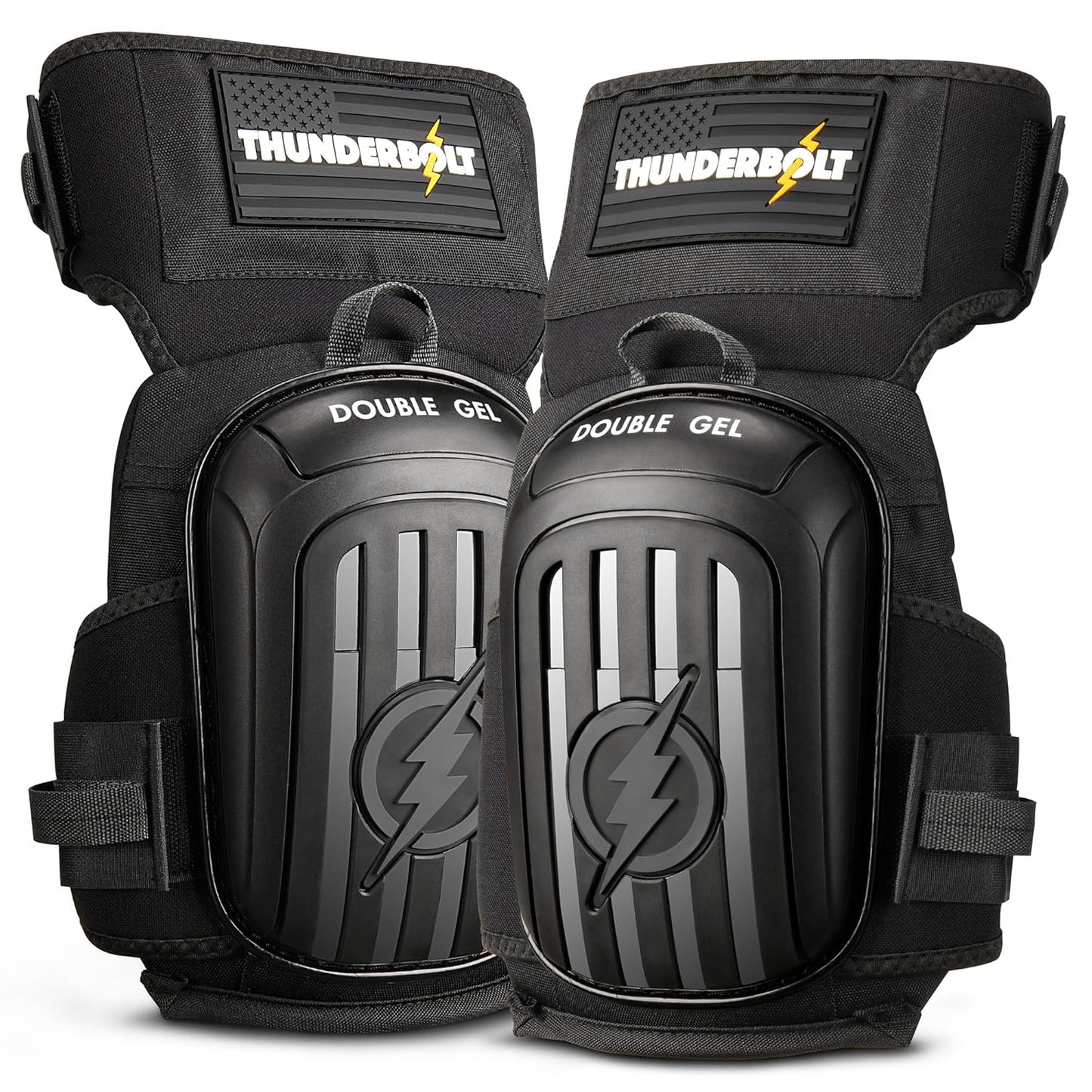 Thunderbolt Knee Pads for Men Construction Knee Pads for Work for Men and Women with Double Gel for Gardening Flooring Roofing Heavy Duty with Extra Thick Foam and Strong Adjustable Non-Slip Straps
