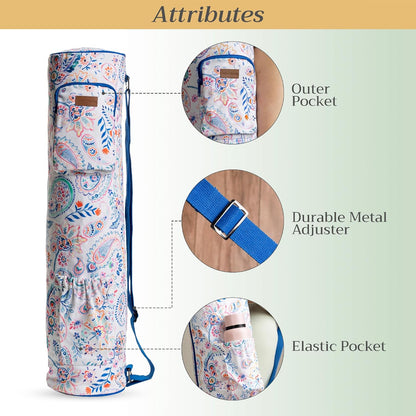 Maison d' Hermine Yoga Mat bag, Cylindrical bag for Woman&Men, yoga mat Bag &Adjustable shoulder straps Yoga Mat Carrier Bag with Drawstring Water Bottle Pocket and zipper pocket Easter Gifts