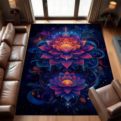 Lotus Mandala Rug, Chakra Meditation Area Rug, Vintage Florals Rugs, Yoga Meditation Rugs, Spiritual Carpet for Living Room, Bedroom, Kitchen, Yoga Room (5' x 8' (Rectangular))