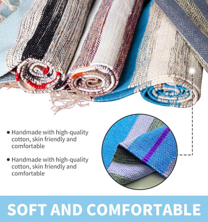Cifupy Handmade Organic Yoga Mat made with Organic Cotton Yoga Mat - Non Slip Hand-Woven Foldable Yoga Rug Provides Excellent Comfort, Traction & Support for Indoor & Outdoor Use - 24 x 72 Inches