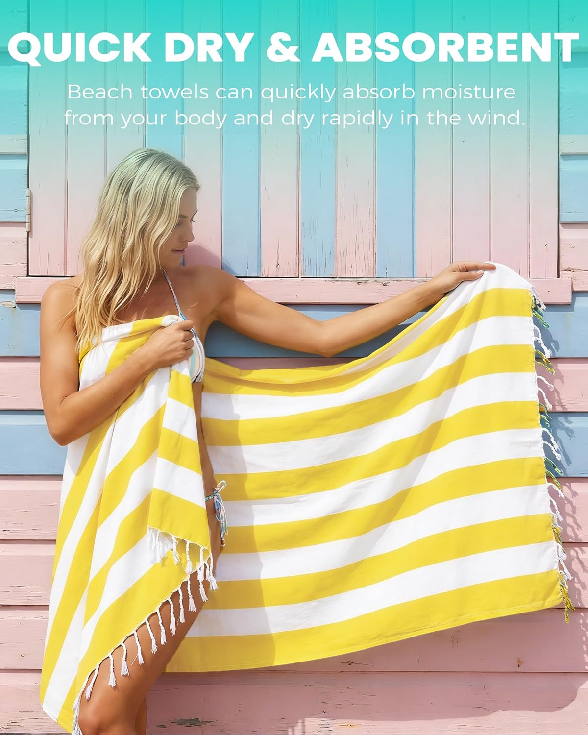 Antfuny Turkish Beach Towels Vacation Essentials Quick Dry Sand Free Oversized Bath Pool Swim Towel Extra Large XL Blanket Adult Travel Cruise Accessories Must Haves Clearance Stuff Necessities - Colors C