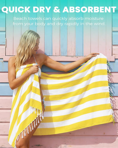 Antfuny Turkish Beach Towels Vacation Essentials Quick Dry Sand Free Oversized Bath Pool Swim Towel Extra Large XL Blanket Adult Travel Cruise Accessories Must Haves Clearance Stuff Necessities - Colors A