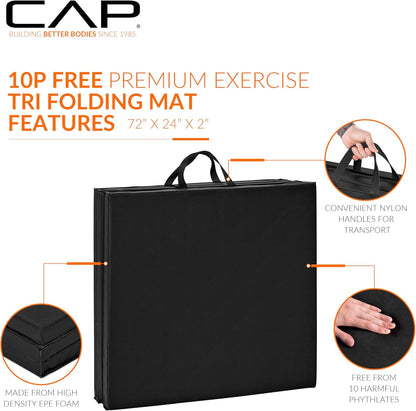 CAP Barbell All Purpose Folding Anti Tear Exercise Training Aerobic Fitness Gym & Gymnastics Balance Mat | Multiple colors