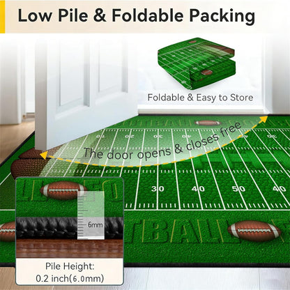 Sports Field Area Rug,5x7ft, Soccer Field Chalked Blackboard Football Stadium Board Painted Non-Slip Soft Carpet Floor Mat Indoor Living Room Bedroom Rugs Yoga Mat Home Decor