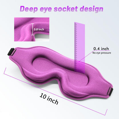 Sleep Eye Mask for Men Women, Sleeping Mask for Side Sleeper, Travel Blackout Night Blindfold Eye Shade Cover with Adjustable Strap (Black)