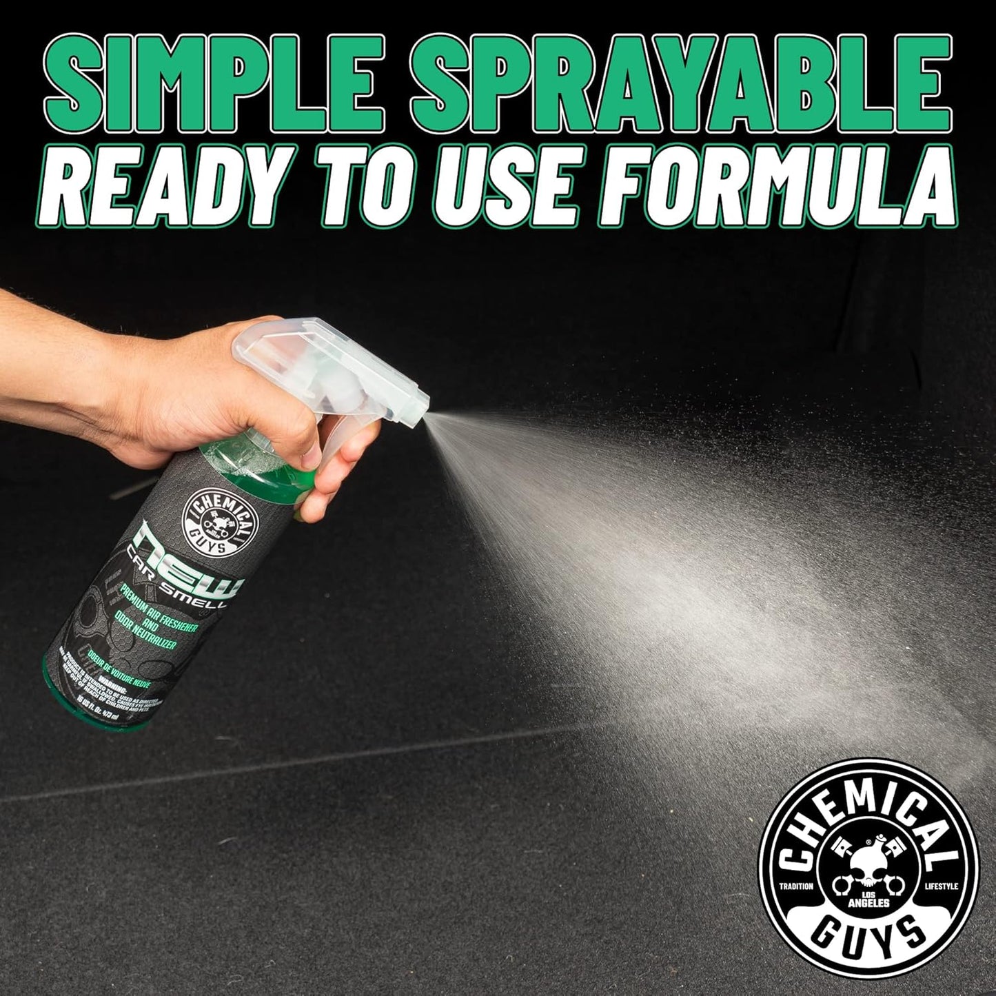Chemical Guys New Car Smell Air Freshener and Premium Odor Eliminator Refreshes & Neutralizes Odors, Great Car Fresheners for Trucks, SUVs, RVs, and More - 16 oz