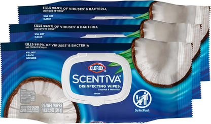 Clorox Scentiva Disinfecting Wipes, Grapefruit and Orange Blossom, 75 Ct., Pack of 3 (Pack May vary)
