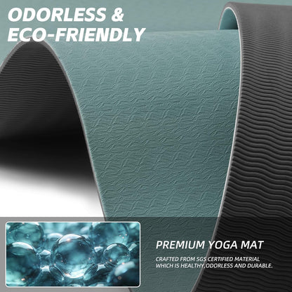 PAIDU Extra Long Wide Yoga Mat 76"x33"x2/5 Inch - Non Slip Thick Exercise Mat for Home Gym, Yoga, Pilates & Workouts