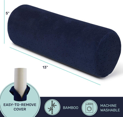 AllSett Health Round Cervical Roll Cylinder Bolster Pillow with Removable Washable Cover, Ergonomically Designed for Head, Neck, Back, and Legs, Grey | 13" X 5"