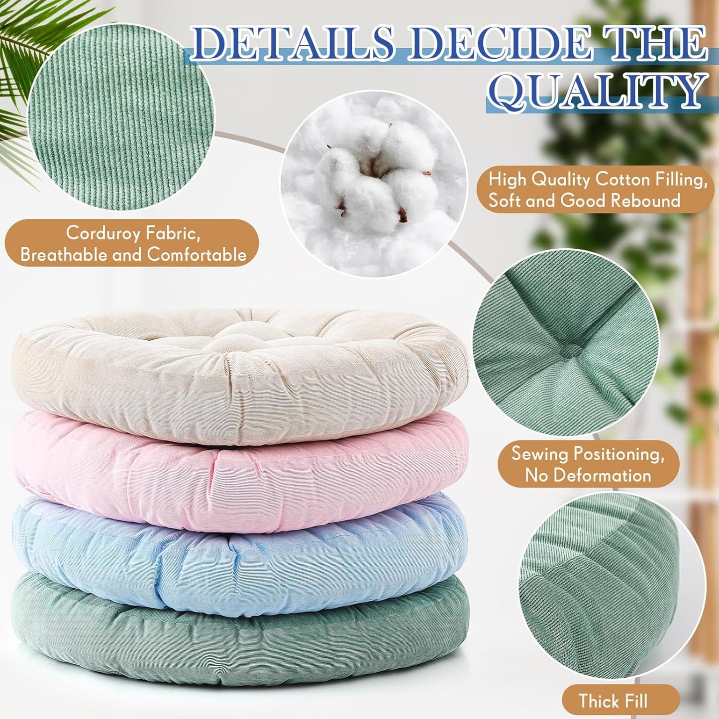 Jerify Floor Pillow Cushions Large Round Square Large Meditation Floor Pillow for Classroom Adult Meditation Picnic Party Seating Learning Daycare School(Square,Mixed Colors,4 Pcs)