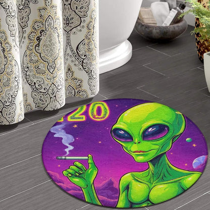 Machine Washable Modern Round Area Rug, Room Sofa Yoga Soft Round Carpet, Home Decor Non Slip Kitchen Office Circle Rug Trippy Rainbow Mushroom Tie Dye Art, 60inch
