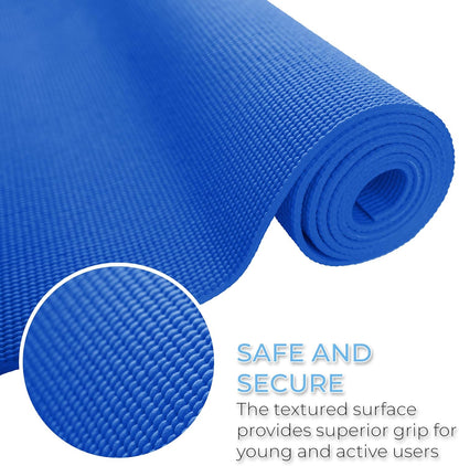 10-Pack Kid-Friendly Yoga Mat, 68" x 24" Non Slip Exercise Mat, 4mm Non Toxic Yoga Mats for Kids, Easy to Clean, Bulk Workout Mats for Schools, Classrooms, and Studios