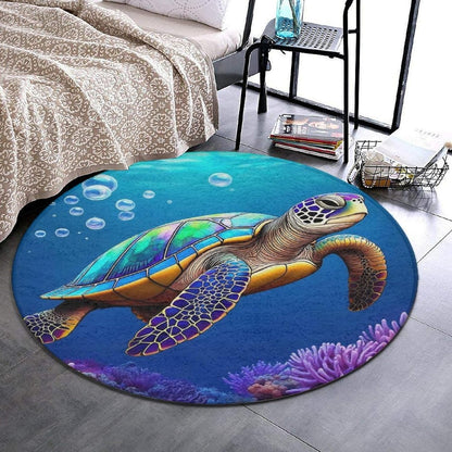Soft Round Yoga Carpet, Office Chair Decor Round Mat for Carpet and Hardwood Floors Purple Butterfly