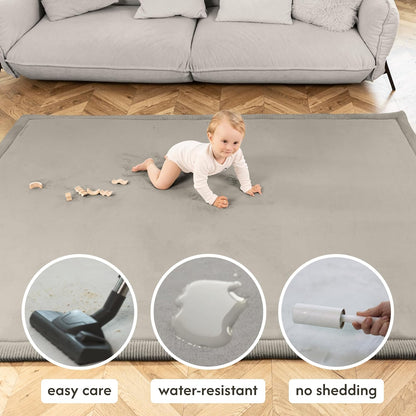 Hakuna Matte CloudSoft Mat for Floor 60" x 80" Beige – Coral Velvet Memory Foam Rug – Non-Slip, Water-Resistant