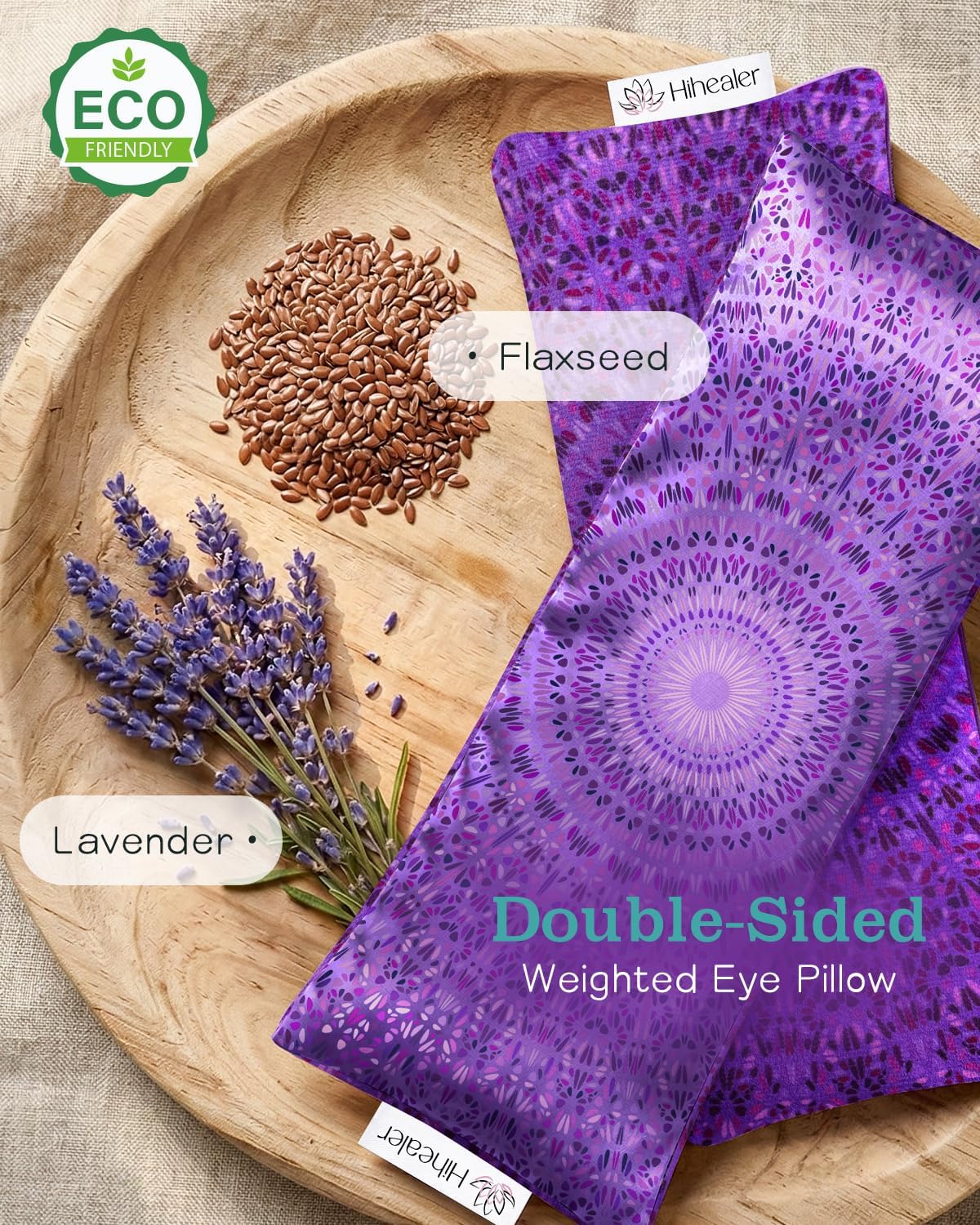 Weighted Lavender Eye Pillow, Mandala Velvet Flaxseed Aromatherapy Eye Mask for Sleeping, Meditation & Yoga Cooling & Heating Pad for Migraine Relief, Relaxation Spa Gifts for Women (Lavender Purple)