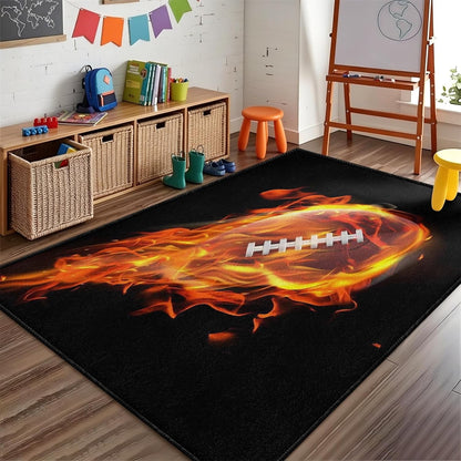Sports Field Area Rug,5x7ft, Soccer Field Chalked Blackboard Football Stadium Board Painted Non-Slip Soft Carpet Floor Mat Indoor Living Room Bedroom Rugs Yoga Mat Home Decor