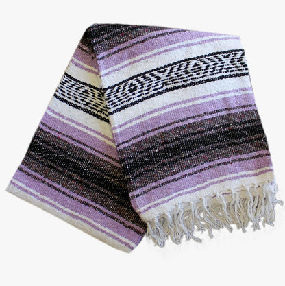 Del Mex Classic Mexican Blanket, Large Authentic Woven Falsa Throw (70"x50"), Artisan Southwest Décor for Beach, Yoga, Outdoors (Lavender)