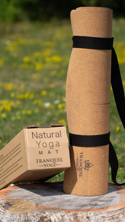 Natural Yoga and Exercise Mat - Excellent Grip and Joint Protection, Includes Carry Strap.