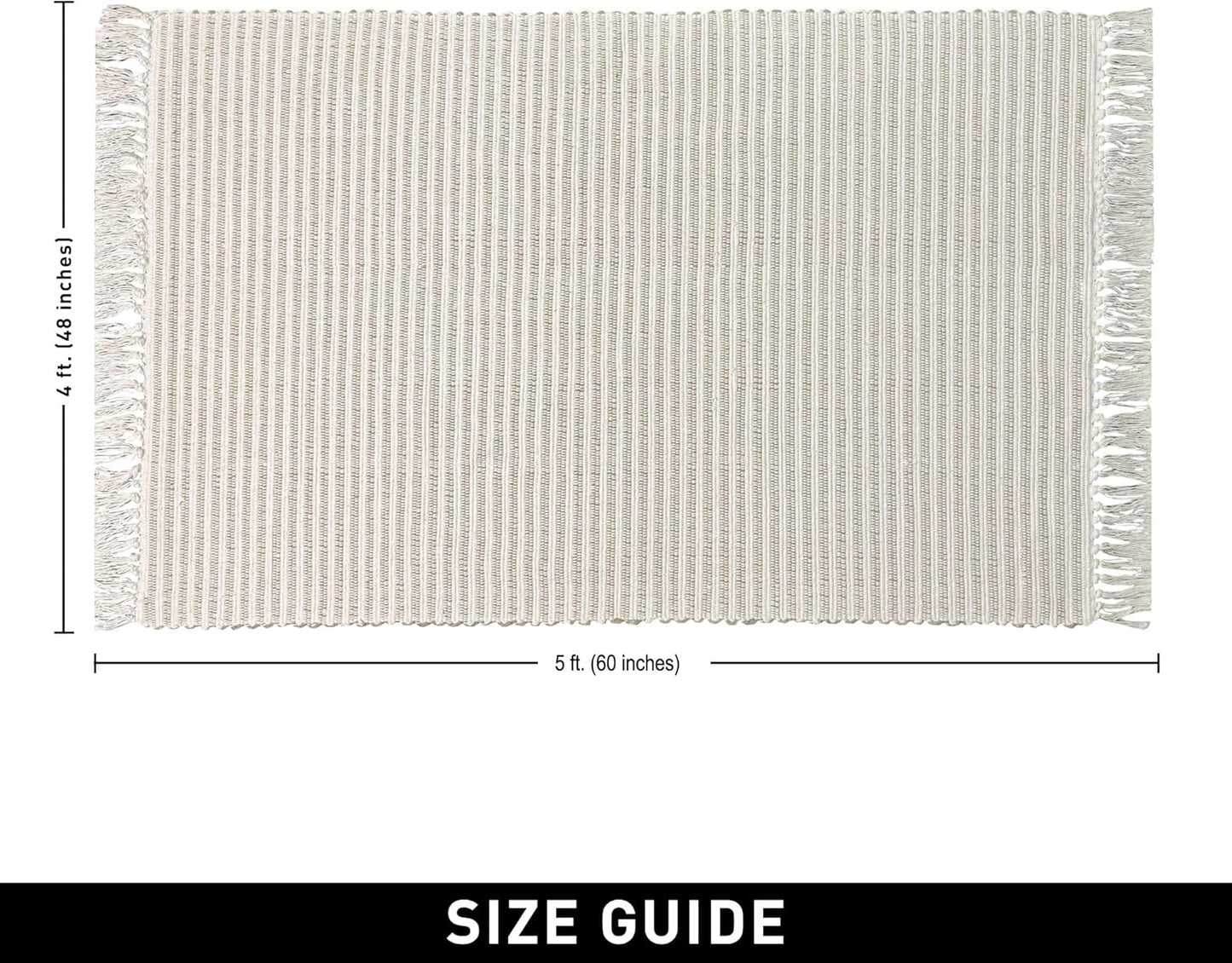 Chardin home Beige & Ivory Providence Runner 2.5x8 feet |Hand Woven Farmhouse Rug with Hand Knotted Fringes|Great in Kitchens entryways Hallways Bathrooms Meditation Yoga Mat|Reversible Cotton Rug