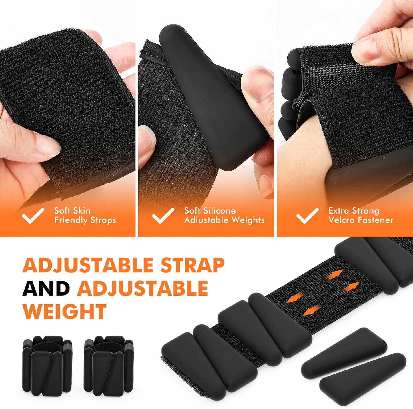 Wrist Weights, Ankle Weights for Women Men, Adjustable Wrist Weighted Bracelet for Home Gym Workout, Running, Yoga, Exercise, Strength Training