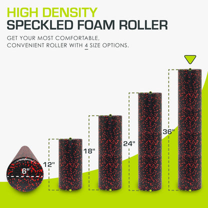 ProsourceFit High Density Foam Rollers 12 - inches long, Firm Full Body Athletic Massage Tool for Back Stretching, Yoga, Pilates, Post Workout Muscle Recuperation, Black