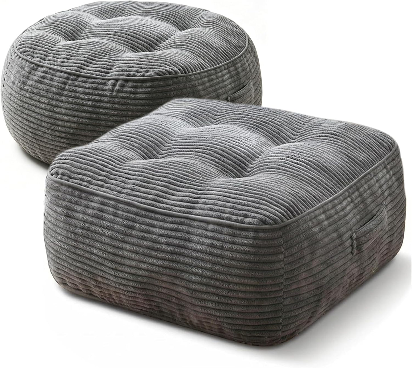 11" Thick Washable Floor Pillow for Adults, Yoga & Meditation Cushion with Handle, Square Large Pillows Seating with Removable Tufted Corduroy Cover for Tatami Living Room Board Games, Blind Shape