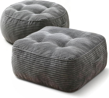 11" Thick Washable Floor Pillow for Adults, Yoga & Meditation Cushion with Handle, Square Large Pillows Seating with Removable Tufted Corduroy Cover for Tatami Living Room Board Games, Blind Shape