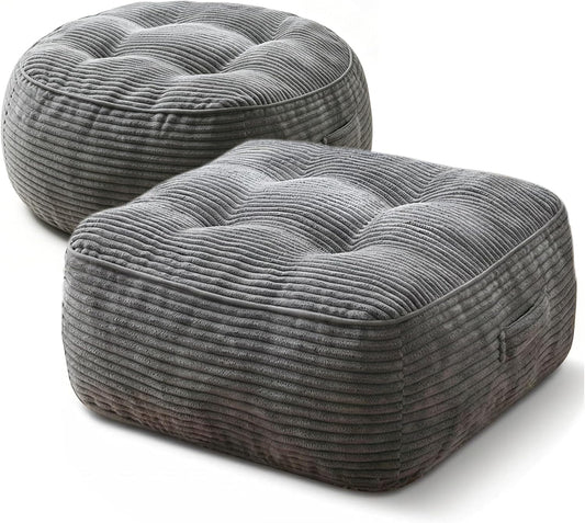 11" Thick Washable Floor Pillow for Adults, Yoga & Meditation Cushion with Handle, Square Large Pillows Seating with Removable Tufted Corduroy Cover for Tatami Living Room Board Games, Blind Shape