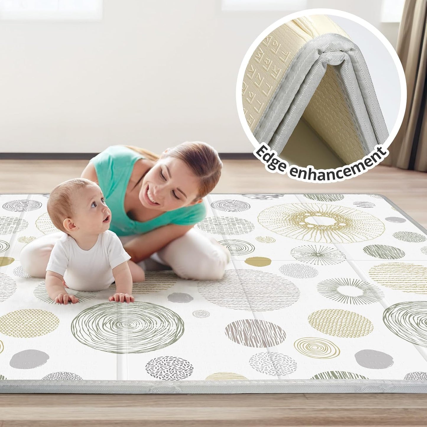 Extra Large Baby Play Mat 79x70, Foldable Baby Play Mat for Floor, Waterproof, Safe & Thick Playmats for Babies and Toddlers, Non-Slip Backing Safe for Crawling&Tummy Time, Indoor & Outdoor Use