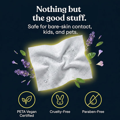 ASUTRA Yoga Mat Cleaning Wipes (Lovely Lavender), 2 Pouches (30 Wipes Each) - No Slippery Residue, Deep-Cleansing for Fitness Gear & Gym Equipment