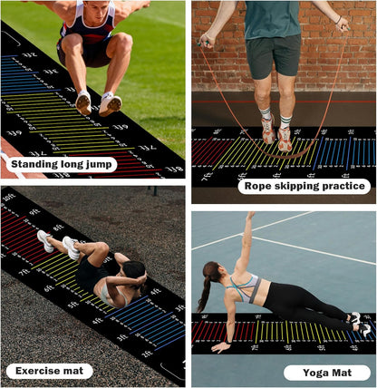 Long Standing Jump Mat Non-Slip Broad Measurement Jumping Rope Pad Foldable Yoga Mat for Gym, Outdoor Exercise, Home Workout