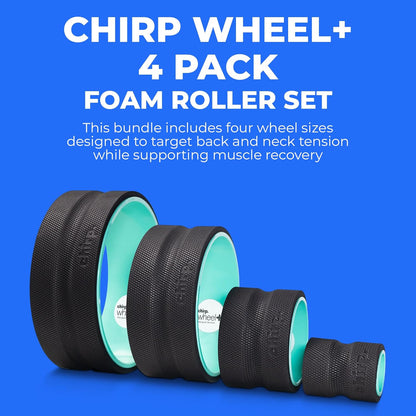 Chirp Wheel Foam Roller – Targeted Back & Neck Relief, Lumbar Spine Stretcher, Spinal Decompression Back Stretcher, Massage Roller with Density Foam for Physical Therapy, Supports 500lbs, 4-Pack Black