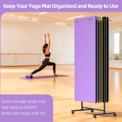 lesolar Yoga Mat Cart with Wheels, 40 Mats Large Capacity Yoga Mats Storage Rack, Hanging Yoga Mat Holder Rolling Cart for Home, Gym, Fitness Club, Studio