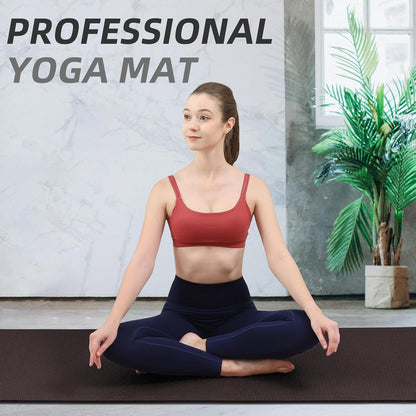 Yoga Mat Extra thick 8mm Exercise mat, Soft Lightweight TPE Fitness Mat with strap, High Elasticity, Anti-fatigue,non-slip mat for Women, Yoga, Camping, Travel, Gym & Outdoor | 72"L x 0.32"Th