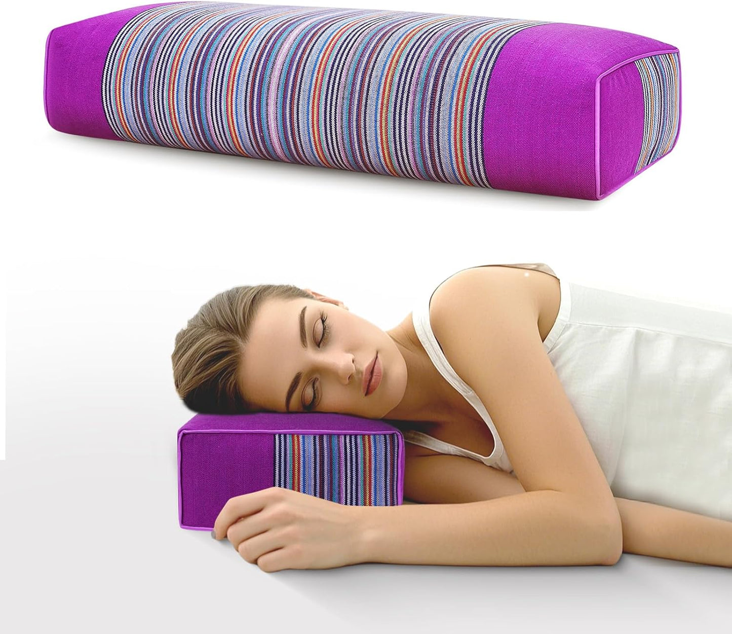 Adjustable Buckwheat Hull Pillow for Neck Pain Relief (21x8x4in) Natural Cooling Cervical Support Organic Pillow for Side & Back Sleepers with Night Sweats (Grey)