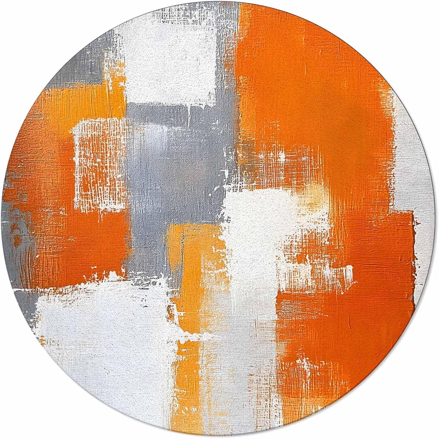 Orange Round Area Rug for Living Room 6 ft Abstract Modern Contemporary Rug Carpet Floor Mat Yoga Mat for Boys Girls Playroom Home Decor 6 ft