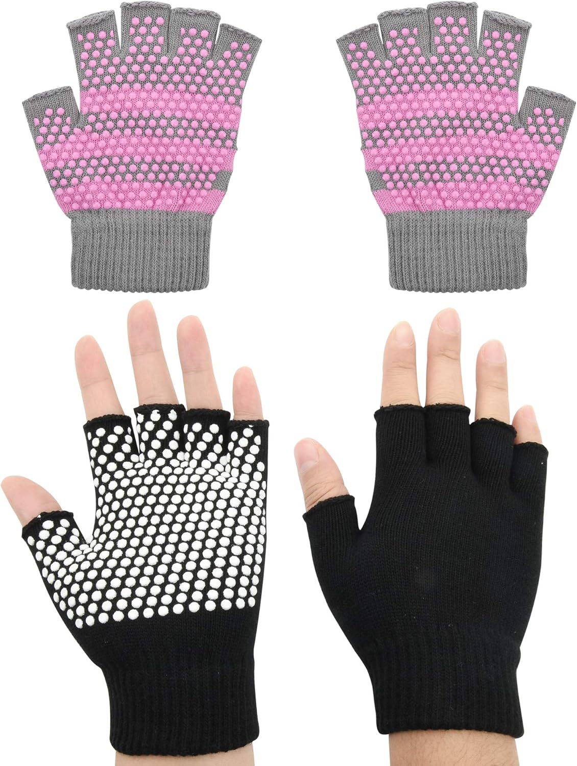 Cosmos 2 Pairs Non-Slip Yoga Pilates Gloves for Women, Barre, Ballet, Bikram Training & Workouts Gloves