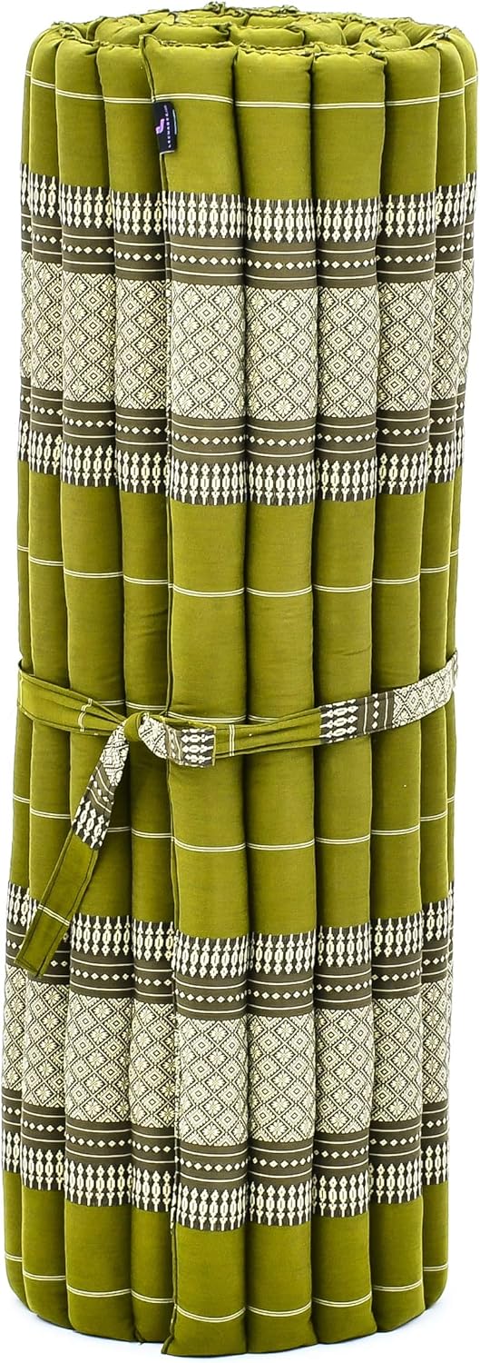 Leewadee - Kapok Roll Mat – Handcrafted Folding Sleep & Relaxation Mattress from Thailand, Ideal as Guest Bed, Camping Mat, Yoga Mat or Traditional Futon, 75 x 39 inches, Anthracite
