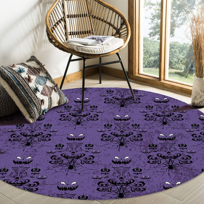 Libaoge Large Round Area Rug for Living Room Halloween Haunted Ghost House Mansion Decorative Rug Carpet Floor Mat Yoga Mat for Bedroom Kids Room Home Decor 5 ft