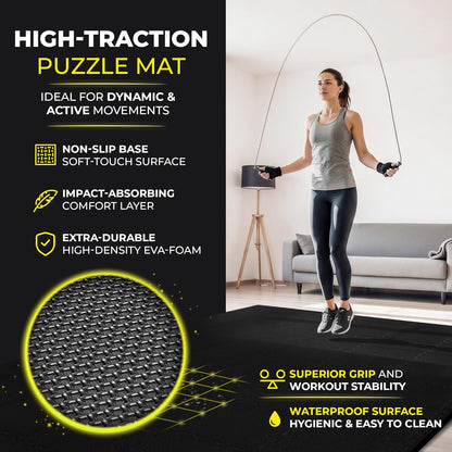 bemaxx Gym Mats Set - 18 pcs EVA Interlocking Foam Floor Tiles (12.6"x12.6"x0.4") 18sqft Protective Gym Flooring Sports Home Workout Exercise Mats Puzzle Garage Fitness Play-Room Pool Treadmill Bike