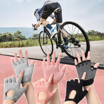 Shyyween 3 Pairs Silicone Grip Yoga Gloves Non Slip Fingerless Pilates Gym Workout Gloves for Women Men, One Size Fits Most, Comfortable and Breathable
