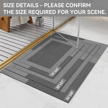 YDKGL Non Slip Long Bath Mat Bathroom Runner, Rubber Backing Ultra Thin Bathroom Rugs Fit Under Door Quick Dry Super Absorbent Washable Bath Rug Shower Mat for Bathtub Sink Floor, Dark Gray 17"x47"