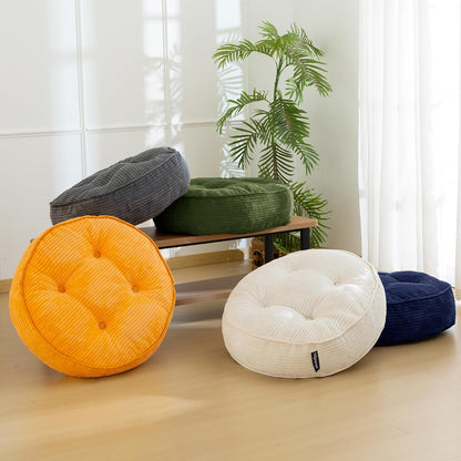 HIGOGOGO Floor Pillow Cushion for Adults, Meditation Cushion Pillow, Large Square Floor Sitting, Tufted Corduroy Cover, for Tatami Living Room or Yoga, 22x22 Inch, Dark Grey