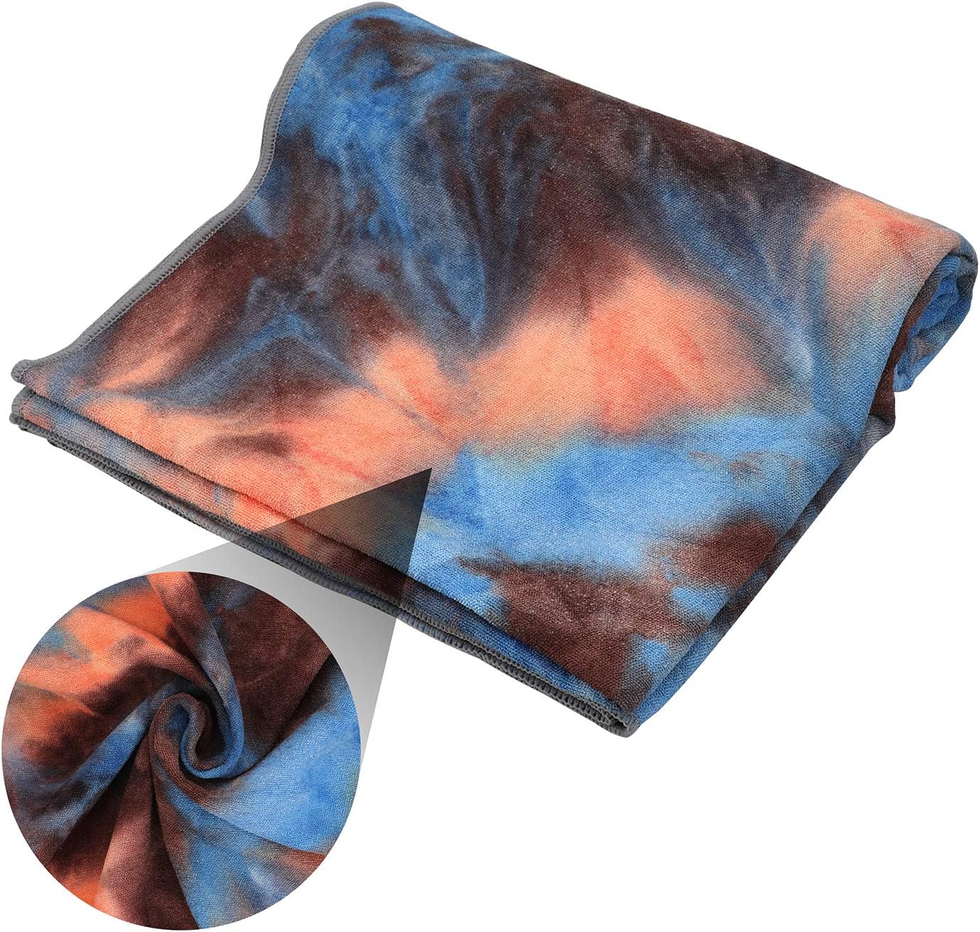 Yoga Towels , Non Slip Hot Yoga Towel Skidless Waffle Texture, 100% Absorbent Odorless Microfiber Yoga Blanket, Standard Sized 24 x72 in Mat Towel,for Hot Yoga, Bikram, Pilates ( Blue & Grey)…1