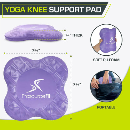 ProsourceFit Yoga Knee Support Pads Set of 2, Non-Slip Knee Pad for Yoga, Pilates, Meditation, and Stretching; Exercise Yoga Accessories for Knee Support for Men and Women, Portable Yoga Pad Cushions