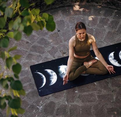 nuveti Printed Travel Yoga Mat-1/16 Inch Thick Non Slip Fitness Workout Mat with Carrying Bag, Foldable Lightweight Suede & Natural Rubber Yoga Mat for Yoga Pilates and Fitness 72" L x 24" W x 1.5mm