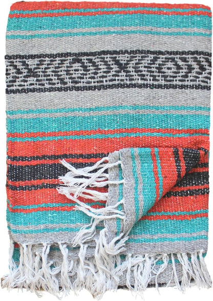 Del Mex Classic Mexican Blanket, Large Authentic Woven Falsa Throw (70"x50"), Artisan Southwest Décor for Beach, Yoga, Outdoors (Lavender)