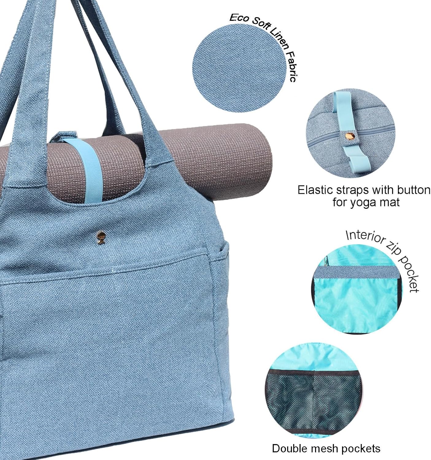 ESVAN Yoga Tote Bag Mat bag Women Shoulder Bags Carryall Tote for Travel Office Workout Gym Nurse Beach