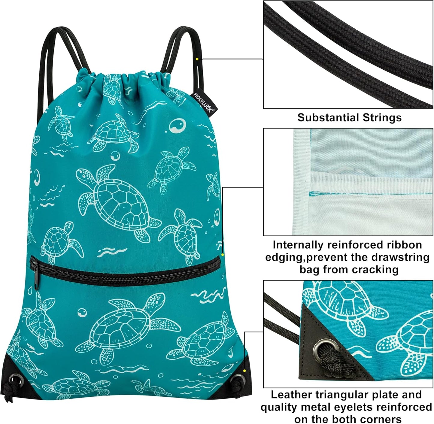 HOLYLUCK Drawstring Backpack Bag Sport Gym Sackpack - Colors A