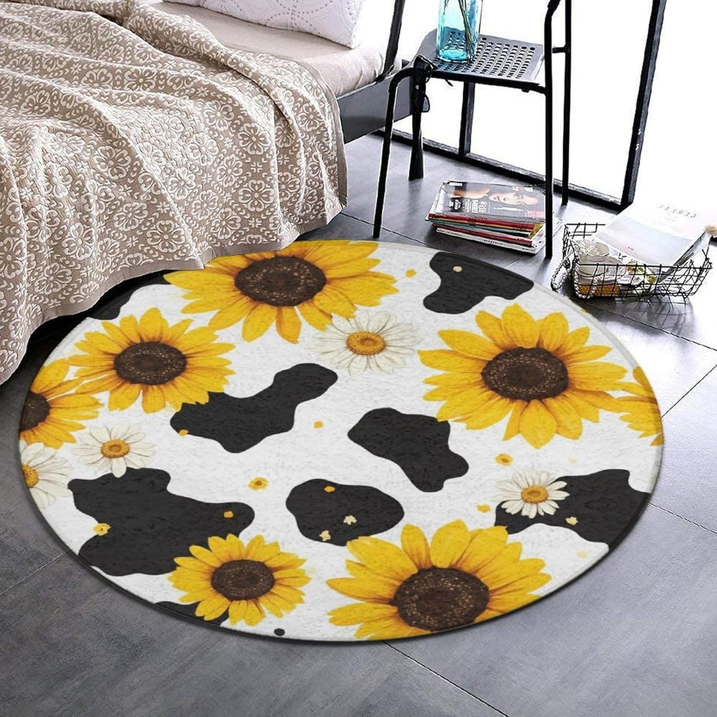 Room Sofa Yoga Soft Round Carpet, Home Decor Non Slip Kitchen Office Circle Rug, Machine Washable Modern Round Area Rug Beach Turtles, 60inch